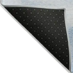 Photo of Denim Blue And Sky Blue Abstract Washable Indoor Outdoor Area Rug