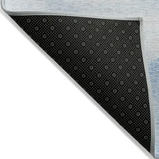 Denim Blue And Sky Blue Abstract Washable Indoor Outdoor Area Rug Photo 2