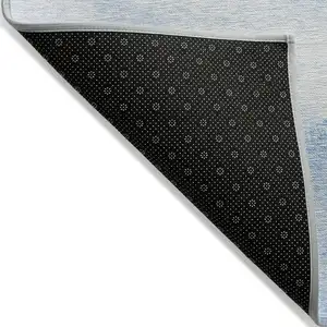 Photo of Denim Blue And Sky Blue Abstract Washable Indoor Outdoor Area Rug