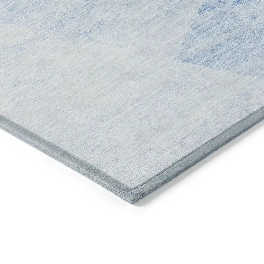 Denim Blue And Sky Blue Abstract Washable Indoor Outdoor Area Rug Photo 3