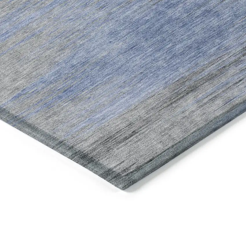 Denim Blue And Sky Blue Abstract Washable Indoor Outdoor Area Rug Photo 5