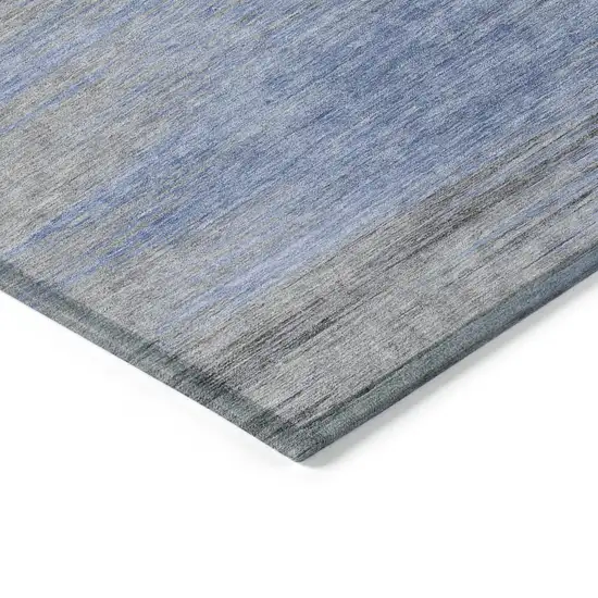 Denim Blue And Sky Blue Abstract Washable Indoor Outdoor Area Rug Photo 5