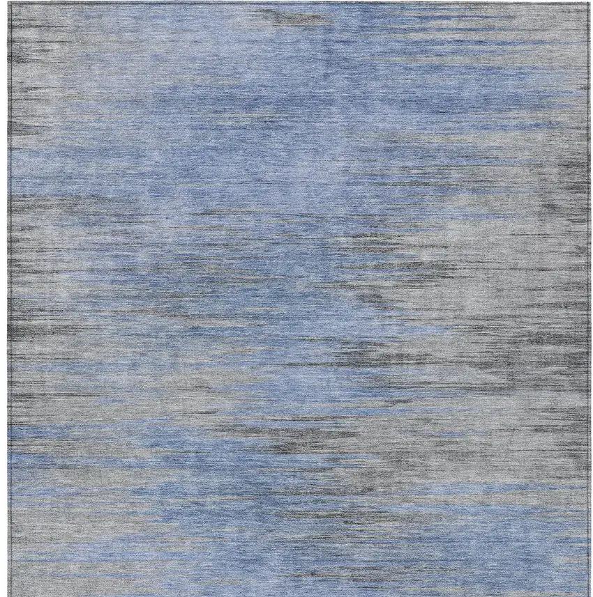 Denim Blue And Sky Blue Abstract Washable Indoor Outdoor Area Rug Photo 7