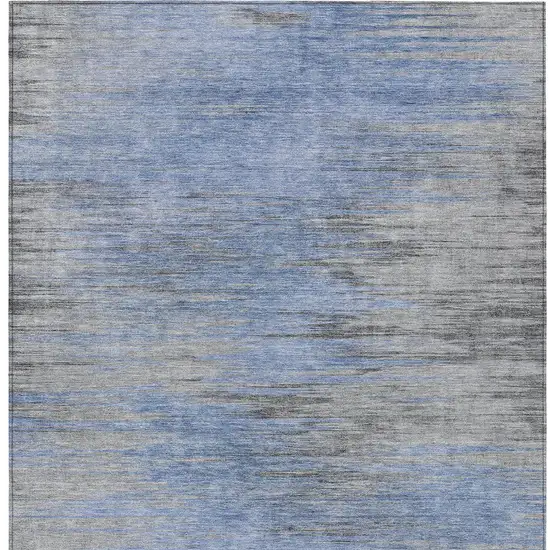 Denim Blue And Sky Blue Abstract Washable Indoor Outdoor Area Rug Photo 7