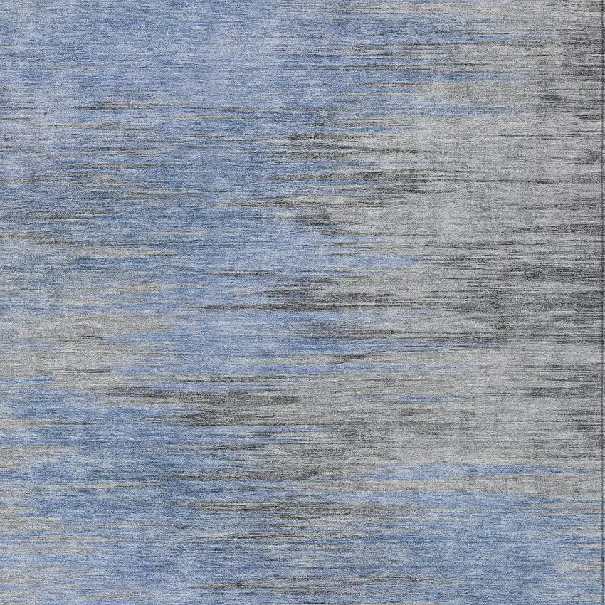 Denim Blue And Sky Blue Abstract Washable Indoor Outdoor Area Rug Photo 6