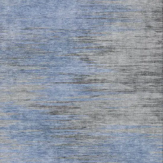Denim Blue And Sky Blue Abstract Washable Indoor Outdoor Area Rug Photo 6
