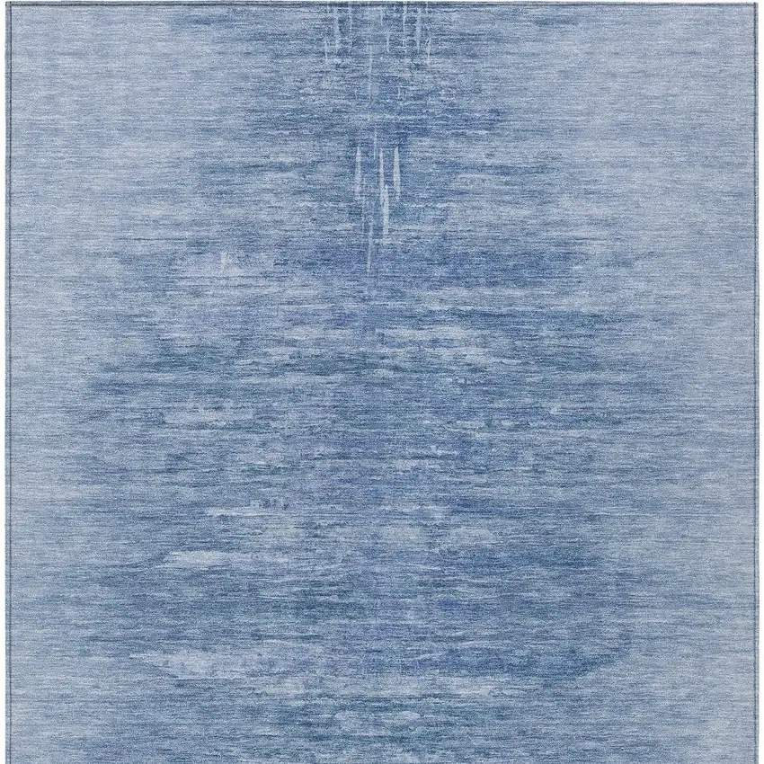 Denim Blue And Sky Blue Abstract Washable Indoor Outdoor Area Rug Photo 7