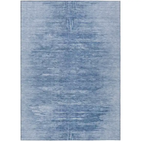 Denim Blue And Sky Blue Abstract Washable Indoor Outdoor Area Rug Photo 2