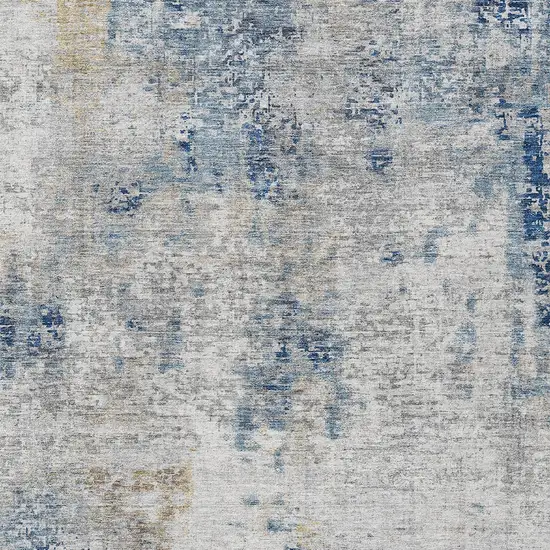 Denim Blue And Sky Blue Abstract Washable Indoor Outdoor Area Rug Photo 6