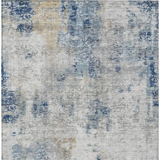 Denim Blue And Sky Blue Abstract Washable Indoor Outdoor Area Rug Photo 7