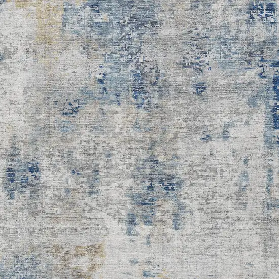 Denim Blue And Sky Blue Abstract Washable Indoor Outdoor Area Rug Photo 6