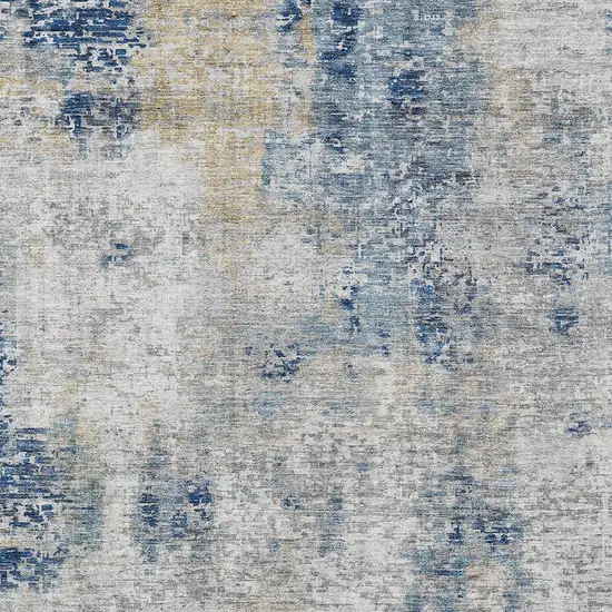 Denim Blue And Sky Blue Abstract Washable Indoor Outdoor Area Rug Photo 6