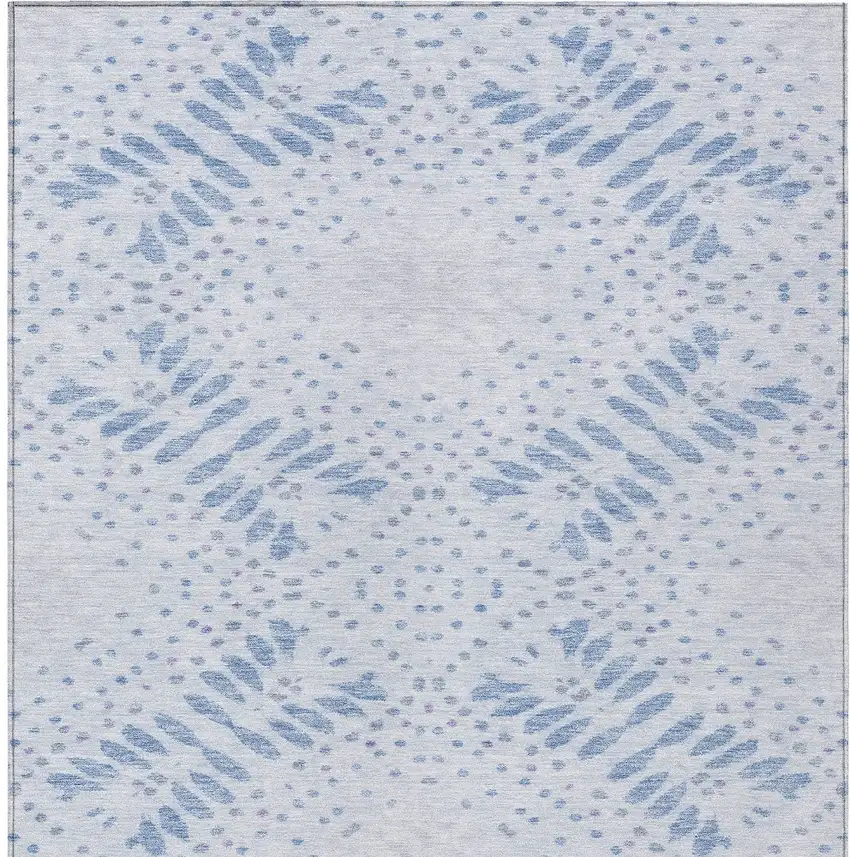 Denim Blue And Sky Blue Floral Washable Indoor Outdoor Area Rug Photo 6