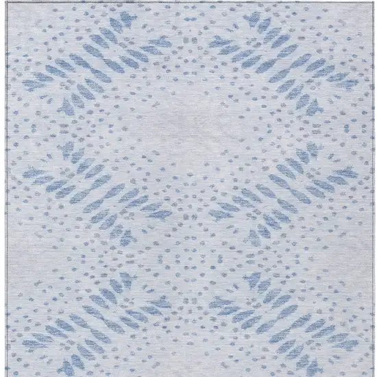 Denim Blue And Sky Blue Floral Washable Indoor Outdoor Area Rug Photo 6