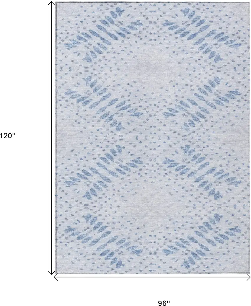 Denim Blue And Sky Blue Floral Washable Indoor Outdoor Area Rug Photo 3