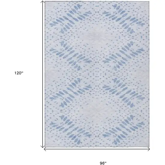 Denim Blue And Sky Blue Floral Washable Indoor Outdoor Area Rug Photo 3