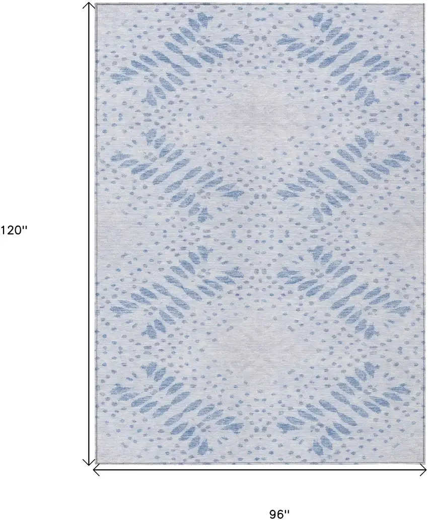 Denim Blue And Sky Blue Floral Washable Indoor Outdoor Area Rug Photo 3