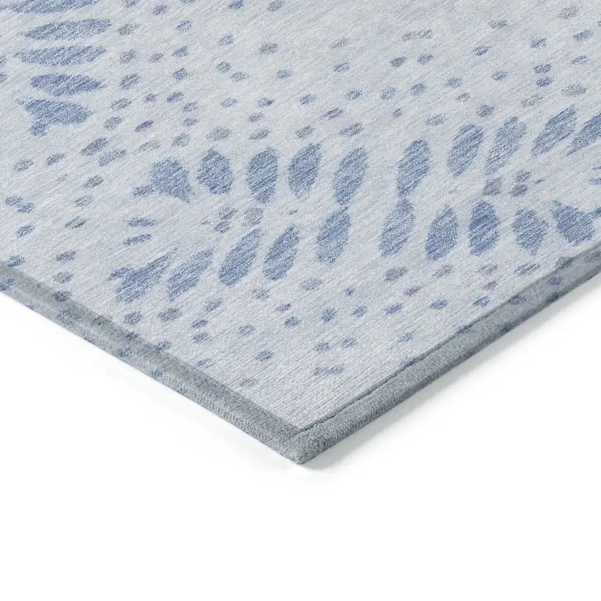 Denim Blue And Sky Blue Floral Washable Indoor Outdoor Area Rug Photo 5