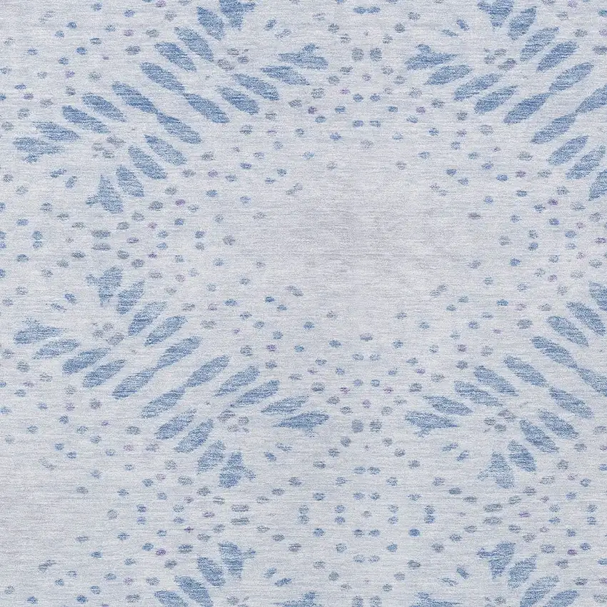 Denim Blue And Sky Blue Floral Washable Indoor Outdoor Area Rug Photo 6