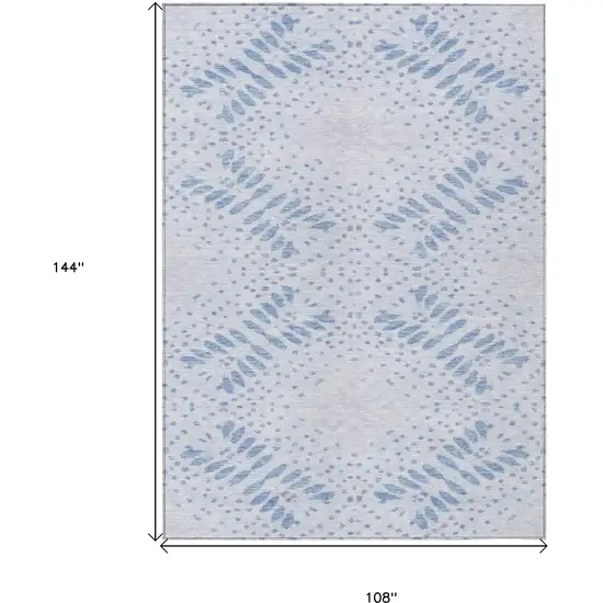 Denim Blue And Sky Blue Floral Washable Indoor Outdoor Area Rug Photo 3