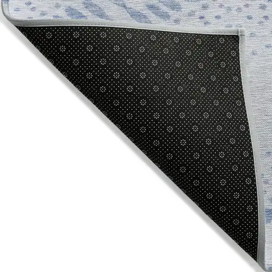 Denim Blue And Sky Blue Floral Washable Indoor Outdoor Area Rug Photo 4