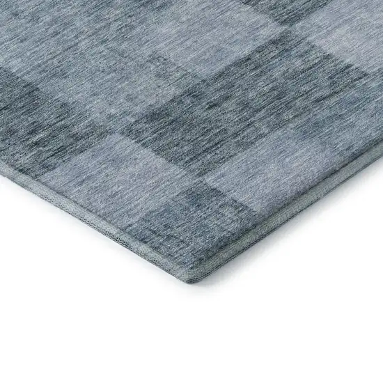 Denim Blue And Sky Blue Geometric Washable Area Rug With UV Protection Photo 6
