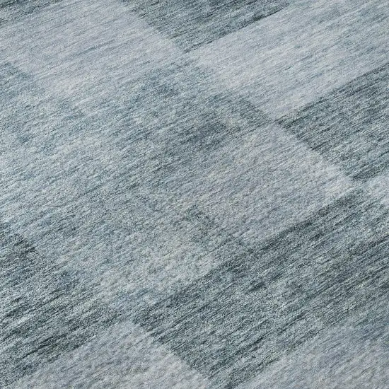 Denim Blue And Sky Blue Geometric Washable Area Rug With UV Protection Photo 9