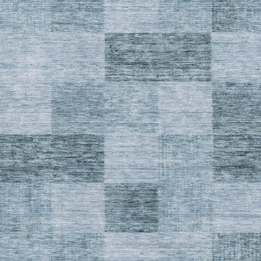 Denim Blue And Sky Blue Geometric Washable Area Rug With UV Protection Photo 2