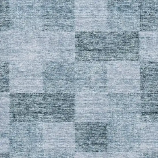 Denim Blue And Sky Blue Geometric Washable Area Rug With UV Protection Photo 2