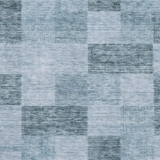 Denim Blue And Sky Blue Geometric Washable Area Rug With UV Protection Photo 2