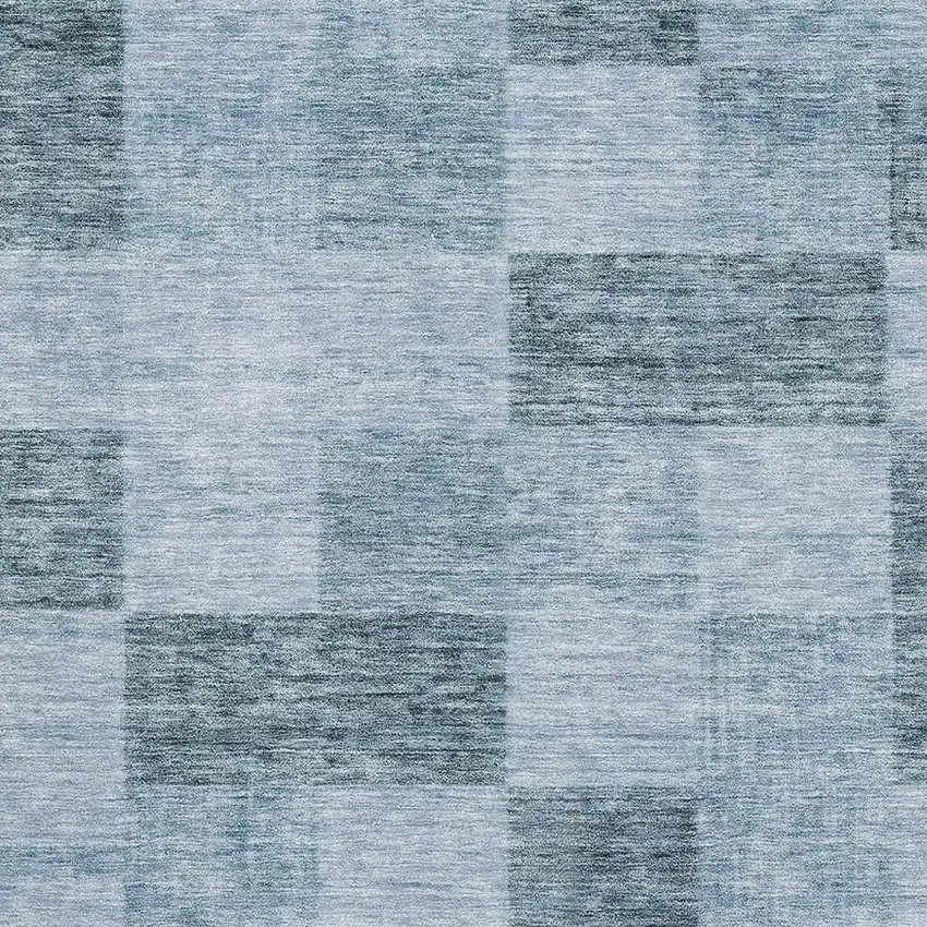 Denim Blue And Sky Blue Geometric Washable Area Rug With UV Protection Photo 2