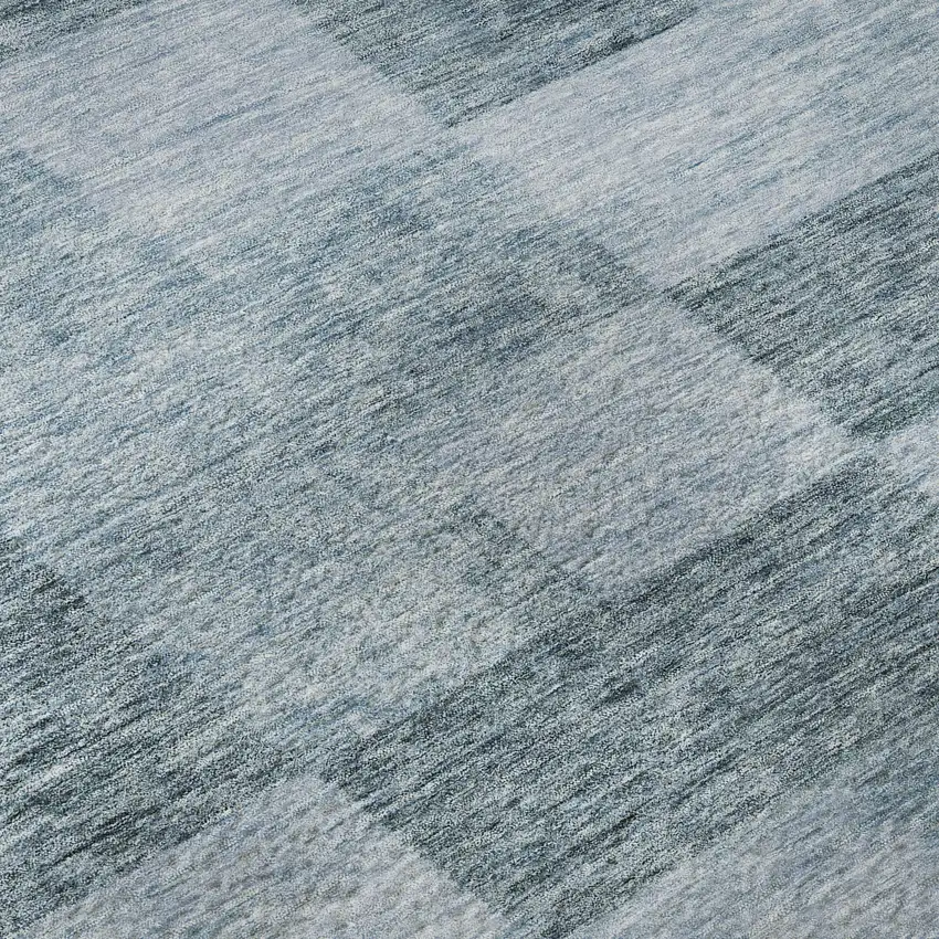 Denim Blue And Sky Blue Geometric Washable Area Rug With UV Protection Photo 9