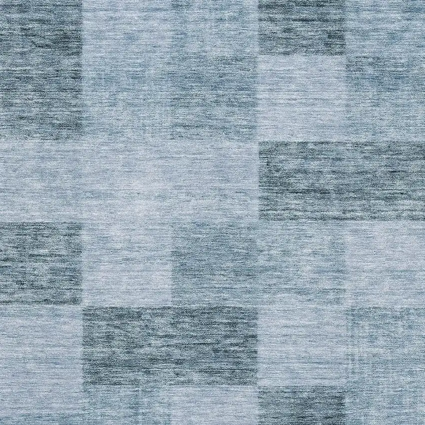 Denim Blue And Sky Blue Geometric Washable Area Rug With UV Protection Photo 2