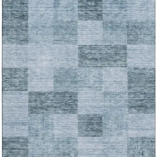 Denim Blue And Sky Blue Geometric Washable Area Rug With UV Protection Photo 3