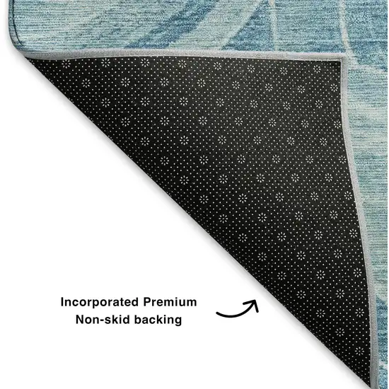 Denim Blue And Sky Blue Geometric Washable Area Rug With UV Protection Photo 7
