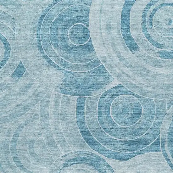 Denim Blue And Sky Blue Geometric Washable Area Rug With UV Protection Photo 2