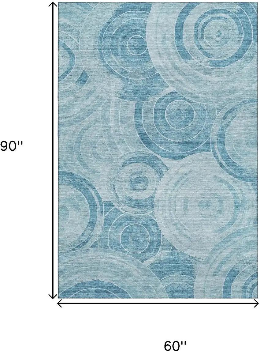 Denim Blue And Sky Blue Geometric Washable Area Rug With UV Protection Photo 9