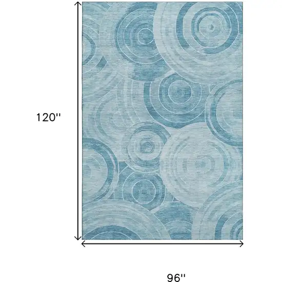 Denim Blue And Sky Blue Geometric Washable Area Rug With UV Protection Photo 9