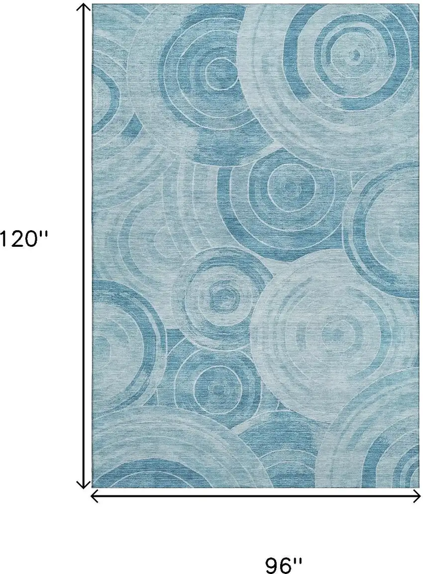 Denim Blue And Sky Blue Geometric Washable Area Rug With UV Protection Photo 9