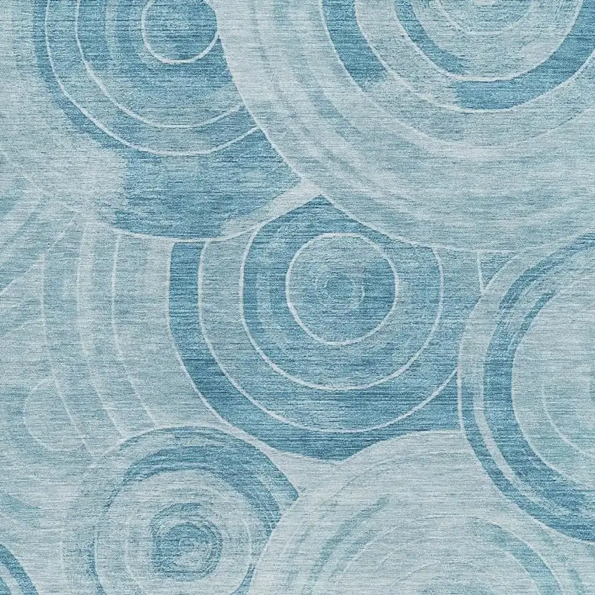 Denim Blue And Sky Blue Geometric Washable Area Rug With UV Protection Photo 2