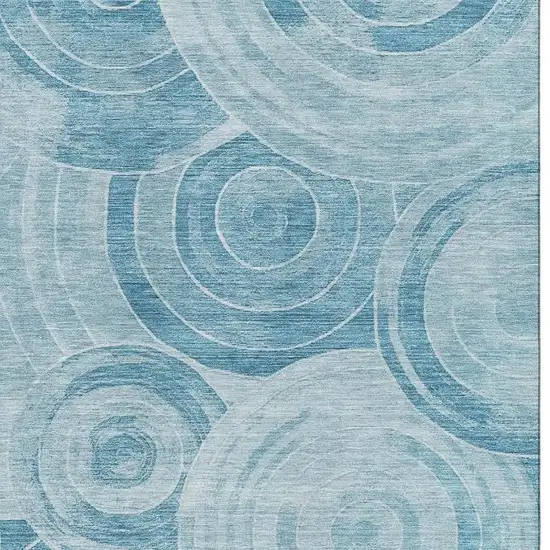 Denim Blue And Sky Blue Geometric Washable Area Rug With UV Protection Photo 2