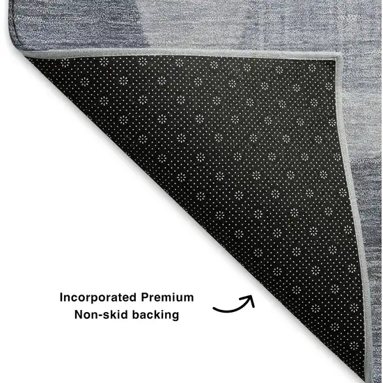 Denim Blue And Sky Blue Geometric Washable Area Rug With UV Protection Photo 6