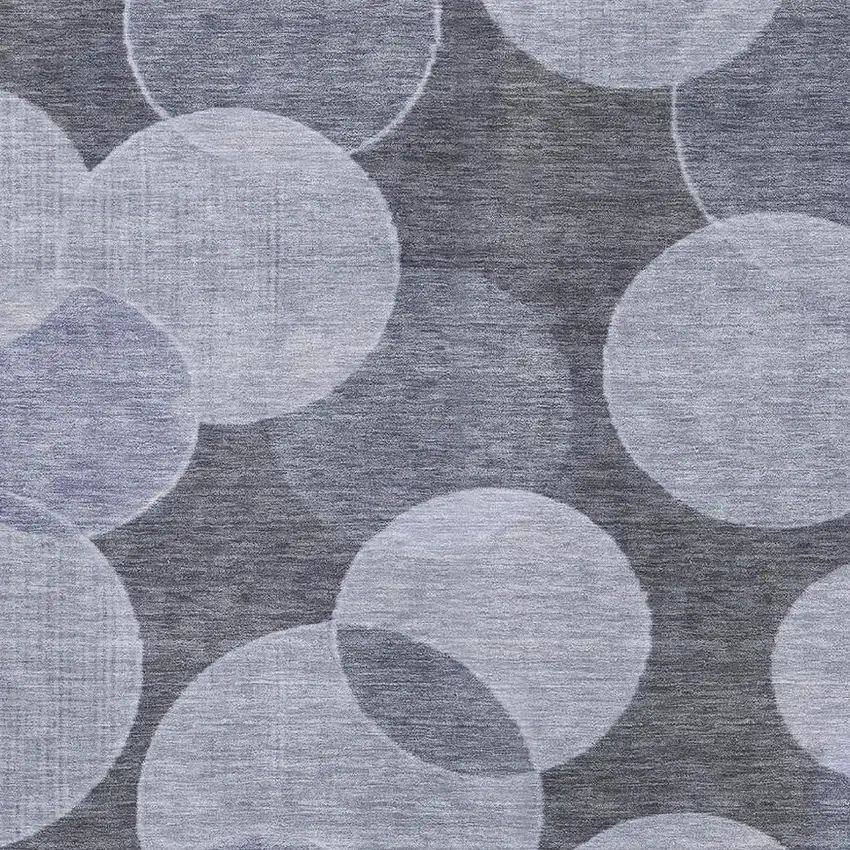 Denim Blue And Sky Blue Geometric Washable Area Rug With UV Protection Photo 2