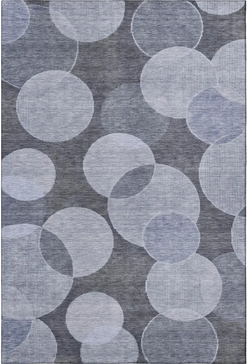 Denim Blue And Sky Blue Geometric Washable Area Rug With UV Protection Photo 3