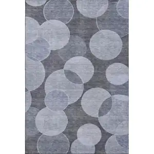 Photo of Denim Blue And Sky Blue Geometric Washable Area Rug With UV Protection