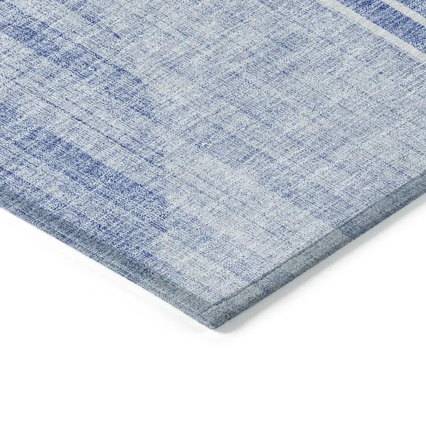 Denim Blue And Sky Blue Geometric Washable Indoor Outdoor Area Rug Photo 5