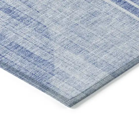 Denim Blue And Sky Blue Geometric Washable Indoor Outdoor Area Rug Photo 5