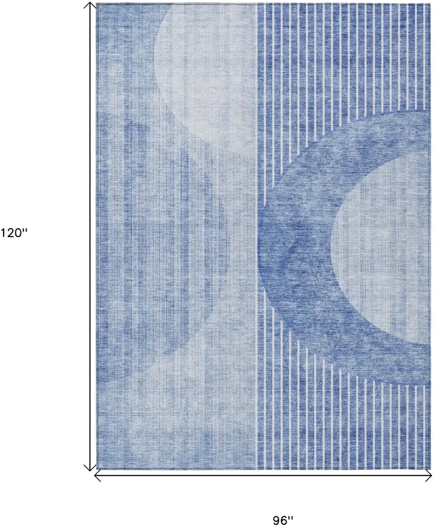 Denim Blue And Sky Blue Geometric Washable Indoor Outdoor Area Rug Photo 3