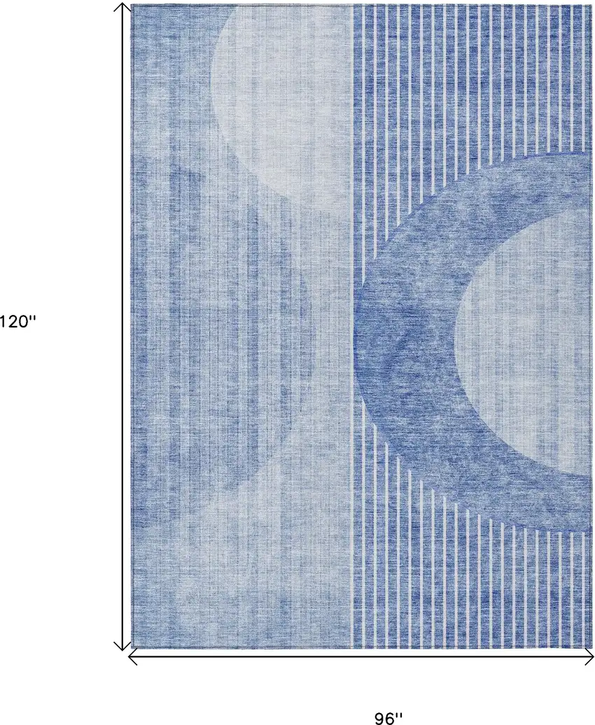 Denim Blue And Sky Blue Geometric Washable Indoor Outdoor Area Rug Photo 3