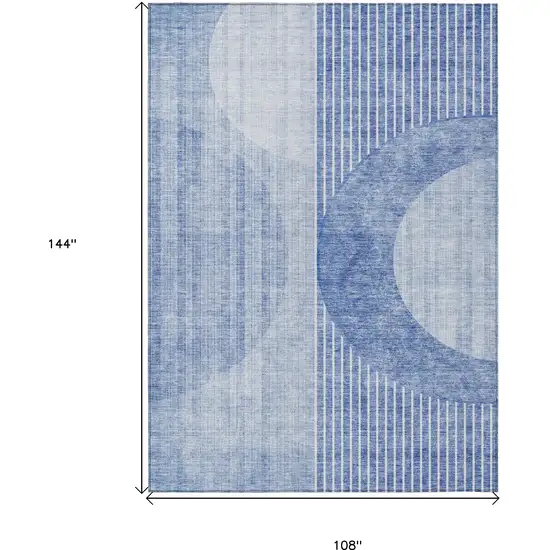 Denim Blue And Sky Blue Geometric Washable Indoor Outdoor Area Rug Photo 3